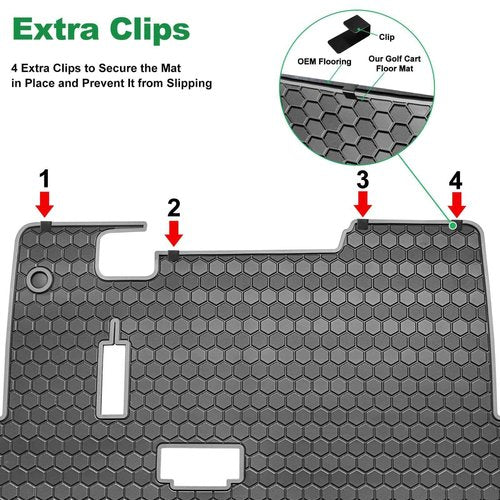 EZGO TXT Golf Cart Floor Mat, Upgraded Full Coverage Liner Mat Replacement Install Easily Thick Rubber Anti-Slip, Fit EZGO TXT (1994+), EX1 (2020), Valor, Cushman Workhorse&Express S4 Gray Trim