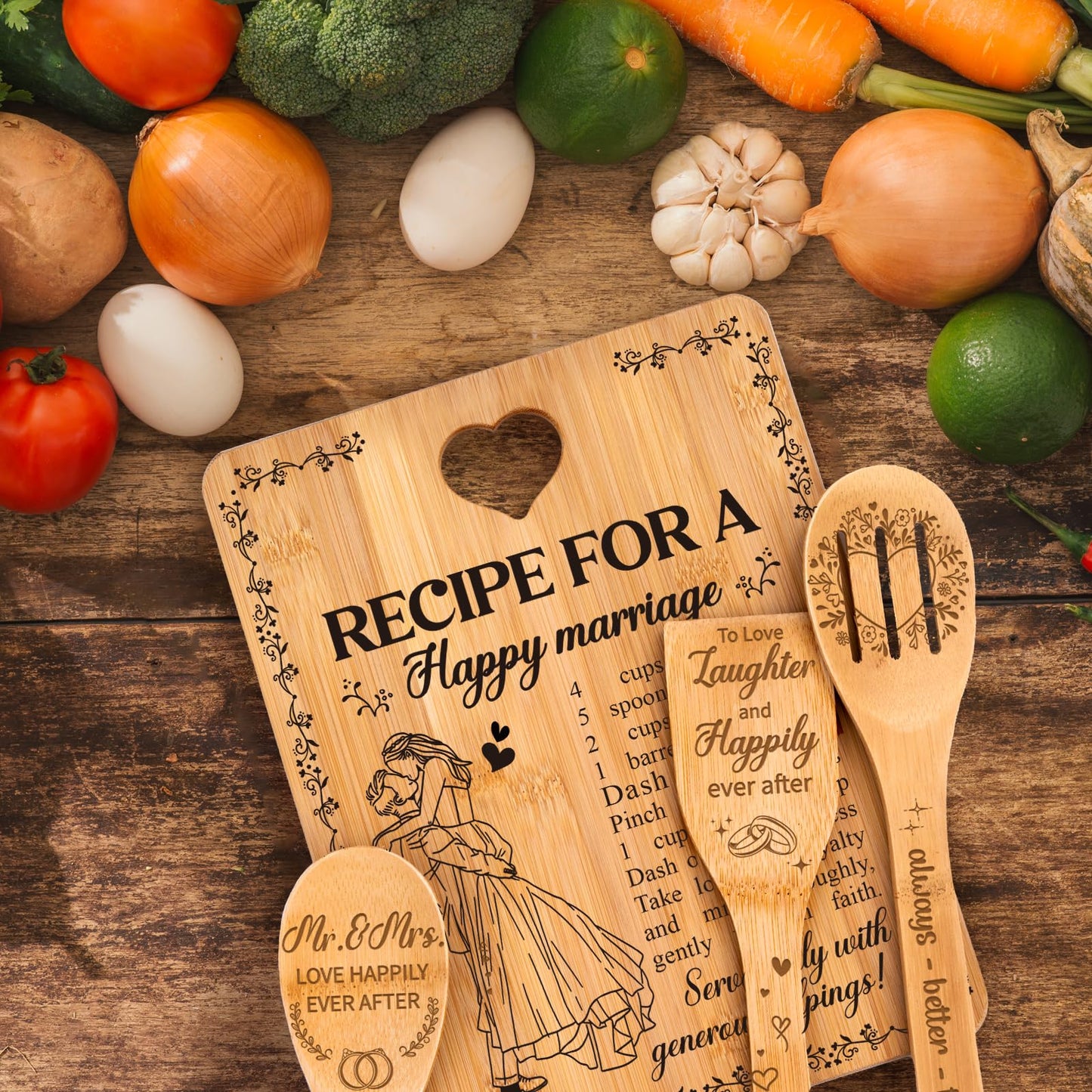 Bridal Shower Bachelorette Gifts for Bride Groom, Wedding Gifts for Couples 2025 - Happy Marriage Cutting Board Set for Newlyeds Newly Engaged Couples Bride to Be Wedding Shower