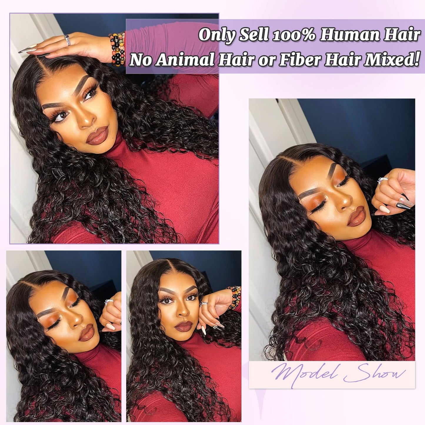 DSEKCAIN Water Wave HD Frontal 13x6 Water Wave Lace Frontal Human Hair Transparent Lace Closure Big Space Size 100% Raw Virgin H