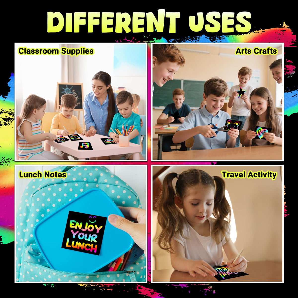 ZMLM Rainbow Scratch Paper Art Crafts Mini Notes Kids Gifts 4 5 6 7 8 9 10 Years Old Girls Boys Students Teens Classroom Prizes School Supplies Birthday Party Travel Toy Activity