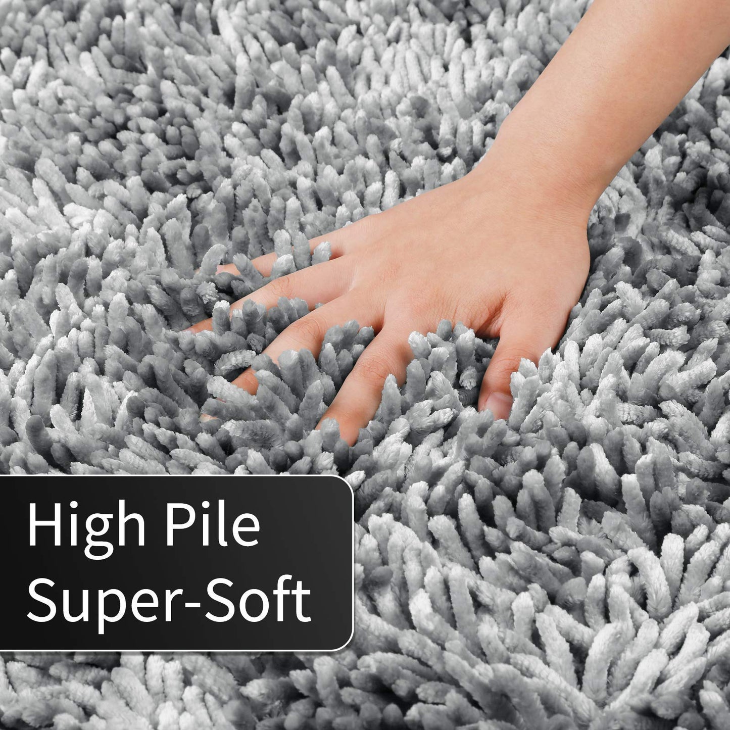 Yimobra Chenille Bathroom Rugs Non Slip, Extra Thick Soft Absorbent Bath Rug 24x17 Inch, Machine Washable Quick Dry Bath Mat for Bathroom Floor, Tub and Shower, Home Decor Accessories, Light Grey