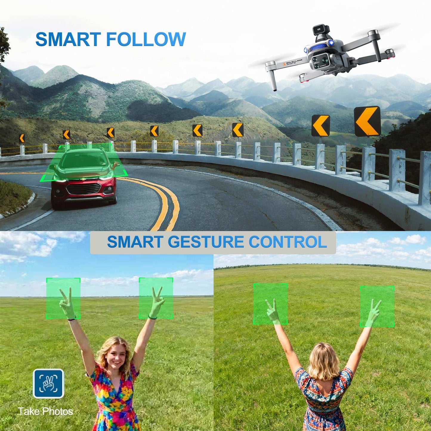 RAIGNV S119 4K Drone with Camera for Adults & Outdoor Aerial Photography, GPS Auto Return, Obstacle Avoidance, Brushless Motor, 5G Screen Remote, 3 Batteries 75 Min Long Flight, Dual Camera 120° Wide-Angle, 2000M Range, 120M Altitude, 120° Wide-Angle FPV