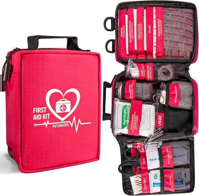 First Aid Kit, Trauma First Aid Kits with Labelled Compartments Molle System, Professional Emergency Kits for Home, Offic...