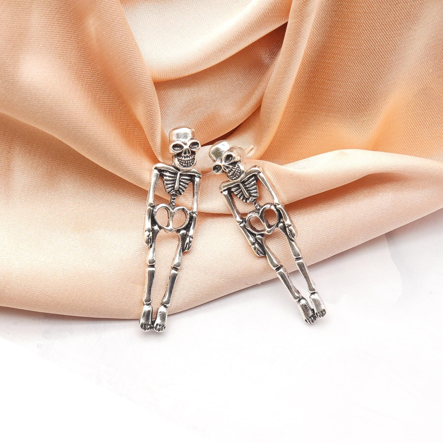 Halloween Gothic Skeleton Unique Earrings Punk Human Skull Funny Earrings Ghost Groom Bride Front Back Stud Earrings for Women