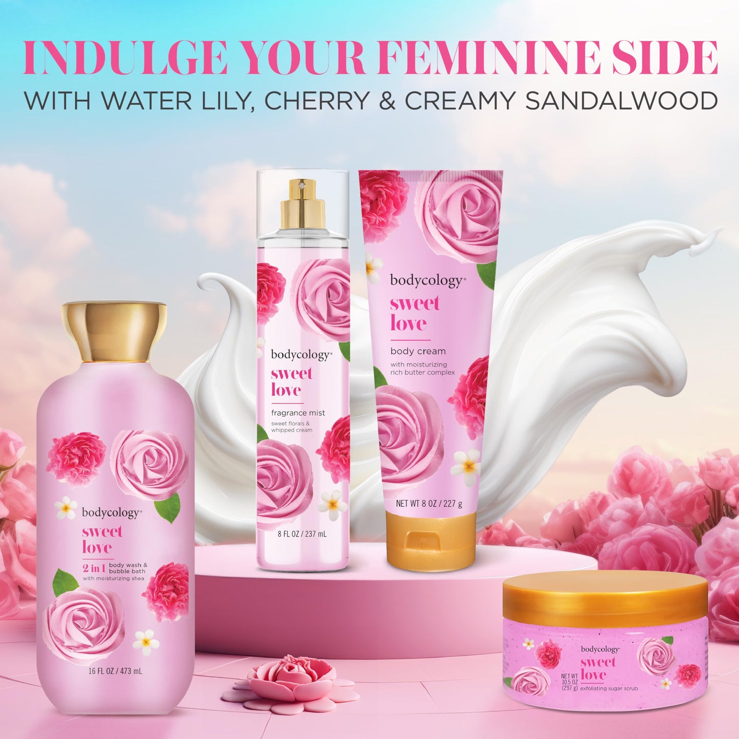 Bodycology Long-Lasting Fragrance Body Mist, Sweet Love, 8 fl oz (Pack of 2)