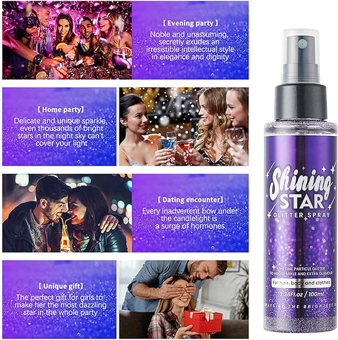 MEICOLY Liquid Body Glitter Spray,100ML(3.53OZ),Mardi Gras Outfit for Women,Mardi Gras Accessories,Glitter Hairspray,Sparkle Hair Spray,Glitter for Hair/Body/Face/Clothes,Body Shimmer for Skin
