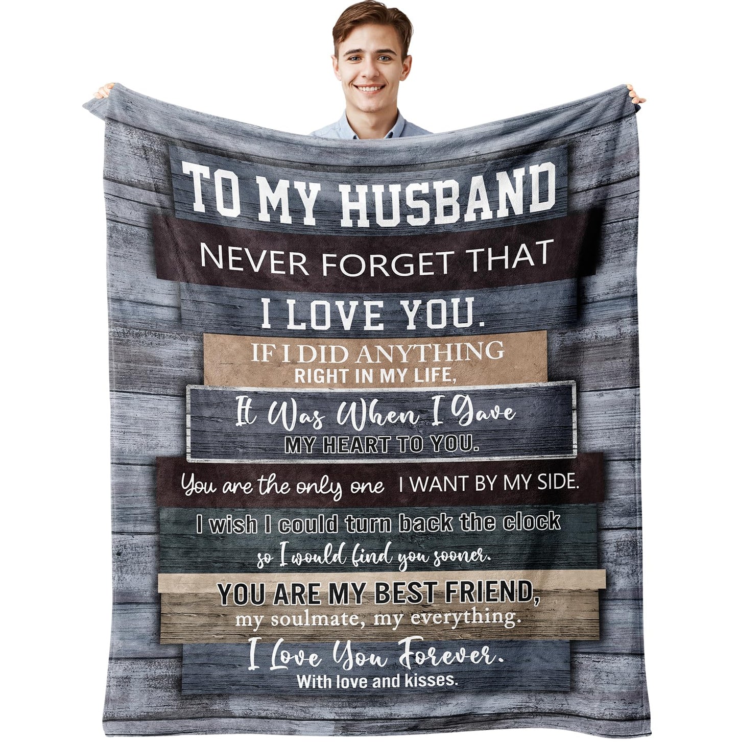 Muxuten Gifts for Husband Blanket 60"x50", Husband Gift from Wife, Birthday Gift Decoration for him, Anniversary Wedding Gifts for Him from Wife, I Love You Throw Blankets