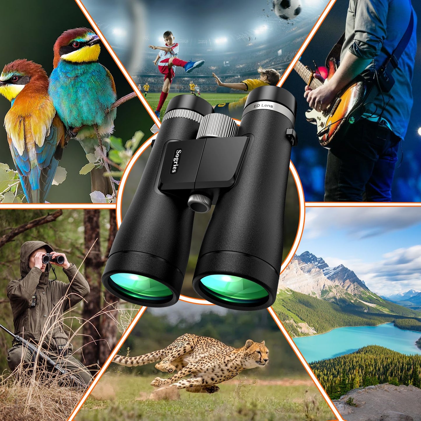 Sogries 12x50 ED Binoculars for Adults High Powered HD Professional Waterproof Optics BAK4 Prism FMC Lens Bird Watching Binoculars for Cruise Ship Travel Hunting Birding Concerts Stargazing Long Range