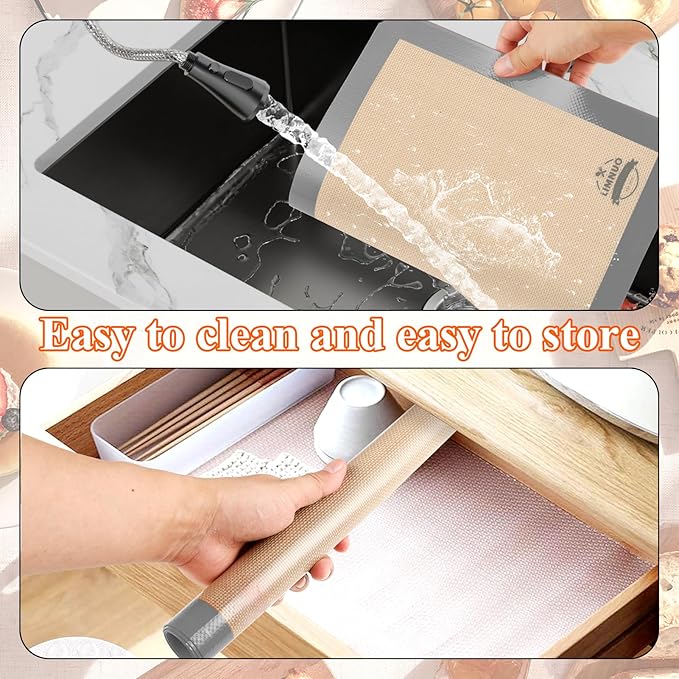 Silicone Baking Mat, Set of 3 Reusable Non-Stick Food Safe Baking Sheets for Cookies,for Making Cookies, Macaroons, Bread (Grey)