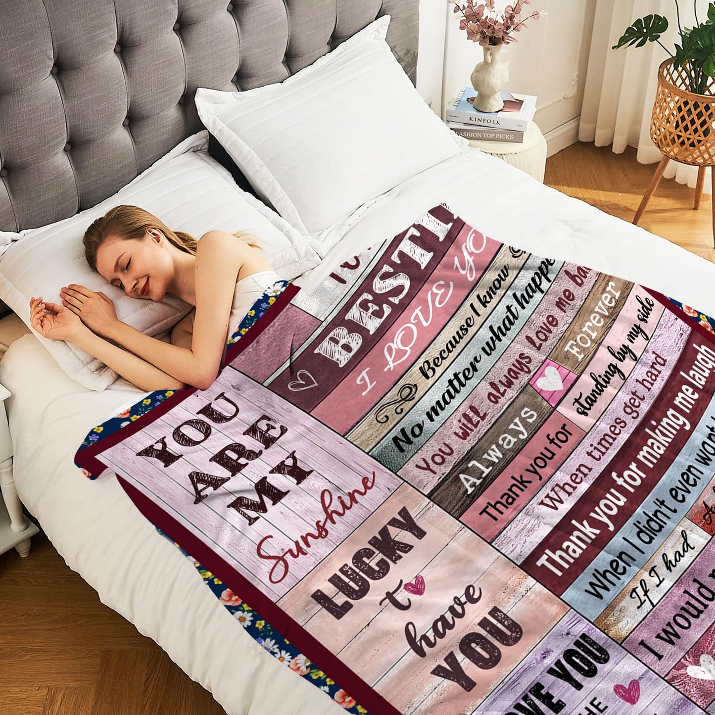 AJIIUSV Best Friends Blanket Gifts for Women, Bestie Gifts for Women Work Bestie, BFF, Soul Sister on Birthday, to My Best Friend Throw Blanket 50"X60"