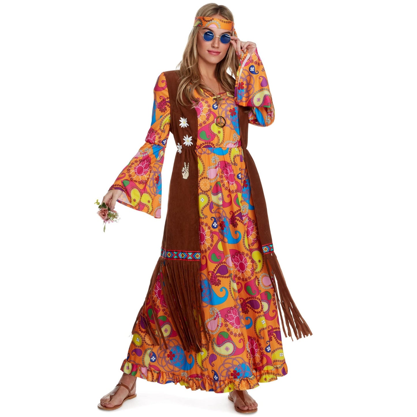 Morph 70s Costume For Women, Hippie Costume For Women, 70s Long Dress, Womens 60s Halloween Costumes, Large