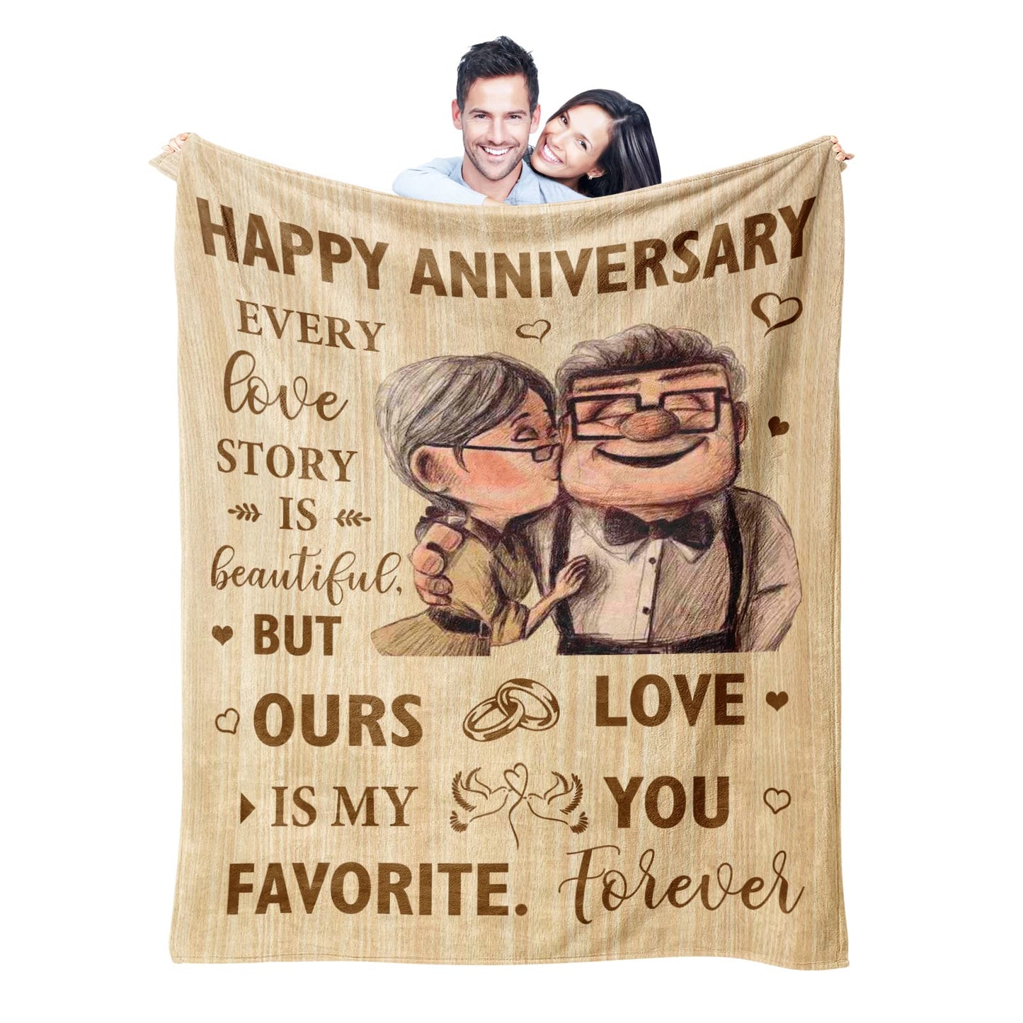 Neuturs Wedding Anniversary Blanket Gifts for Men Women Him Her Wife Husband, Romantic Anniversary Marriage Gift for Couple Parents Girlfriend Boyfriend, Happy Anniversary Decorations Blanket 60"X50"