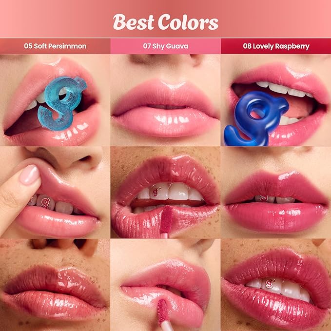 COLORGRAM FRUITY GLASS TINT MINI SET 02 WARM BEST SET | Radiant Lip Tint Duo for Glossy Shine & Vivid Color | Long-Lasting, Moisturizing Natural Pink & Grapefruit Tones | Portable & Cute Mini Size