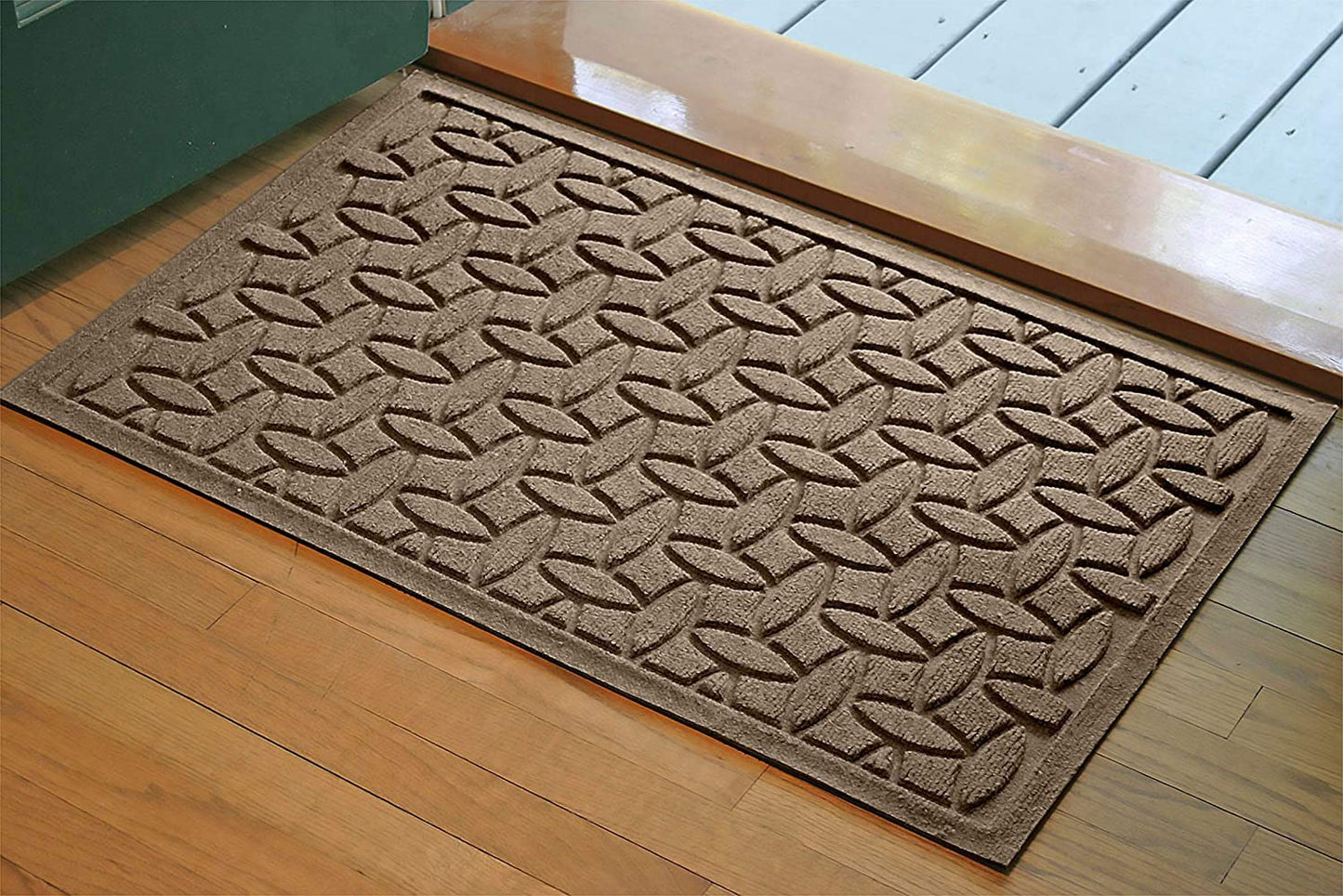 Bungalow Flooring Waterhog Door Mat, 2' x 3' Made in USA, Durable and Decorative Floor Covering, Skid Resistant, Indoor/Outdoor, Water-Trapping, Ellipse Collection, Khaki/Camel