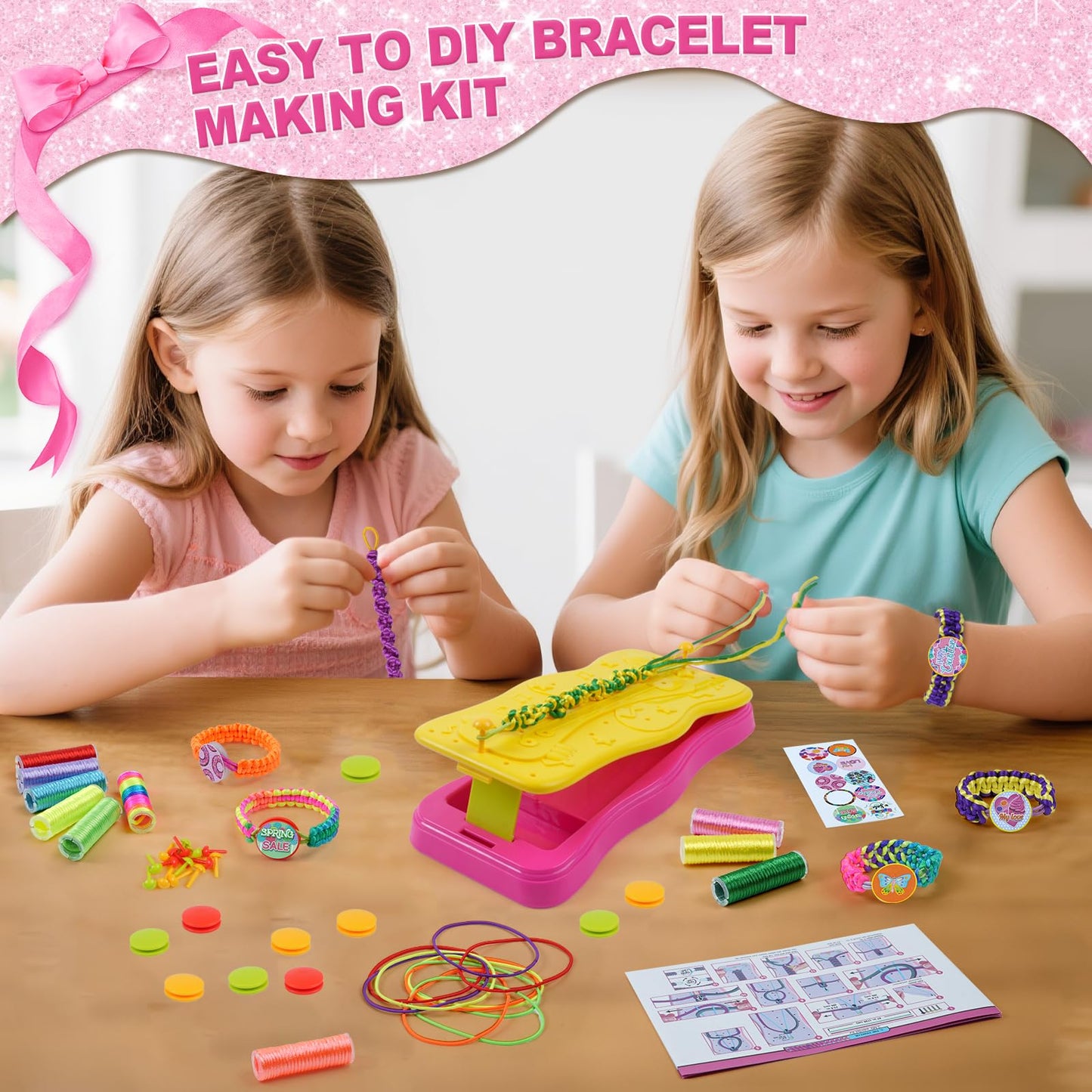 Gaitel Friendship Bracelet Kit for Girls - Arts and Crafts Toy and Birthday Gift for 6 7 8 9 10 11 12 Year Old Kids, DIY Craft Set for Creative Activities and Handmade Fun
