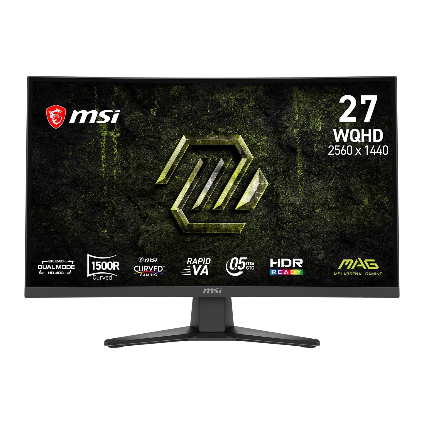 msi MAG 275CQDF X24 27-inch 2560 x 1440 (QHD) Gaming Monitor, Adaptive Sync, Dual Mode with WQHD 240Hz and HD 400Hz, HDR Ready, HDMI, VGA Port, VESA Mountable, Tilt, 4-Side Slim Bezel, 0.5ms, Black
