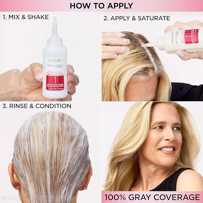 L'Oreal Paris Excellence Crème Permanent Hair Dye, Triple Care Hair Color with Pro-Keratine Complex for 100% Gray Hair Coverage, 6A Light Ash Brown, 1 Kit