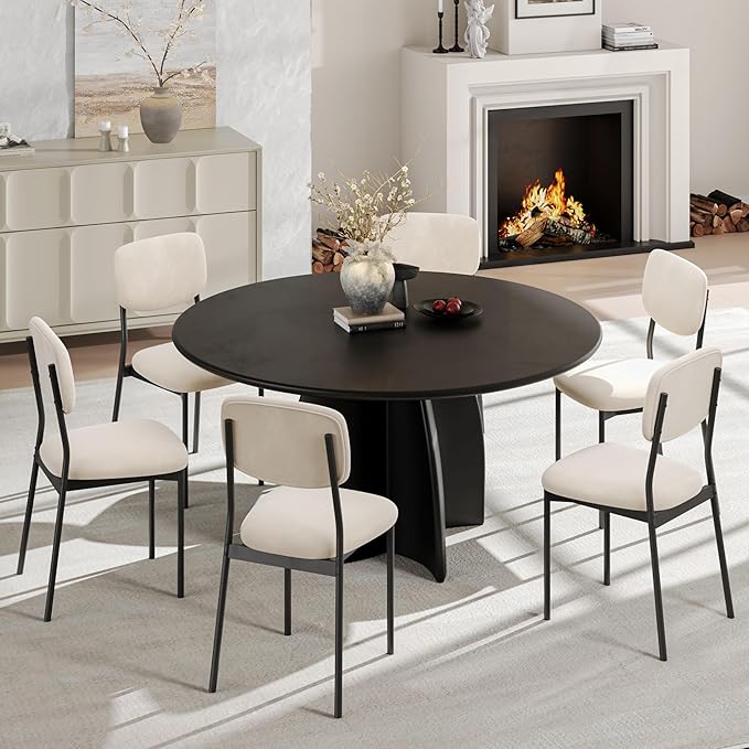 Einhomn Upholstered Dining Chairs Set of 2, Stackable Modern Dining Room Chairs, Kitchen Chairs w/Soft Velvet Backrest & Sturdy Metal Legs for Restaurant, Living Room, Cream Beige