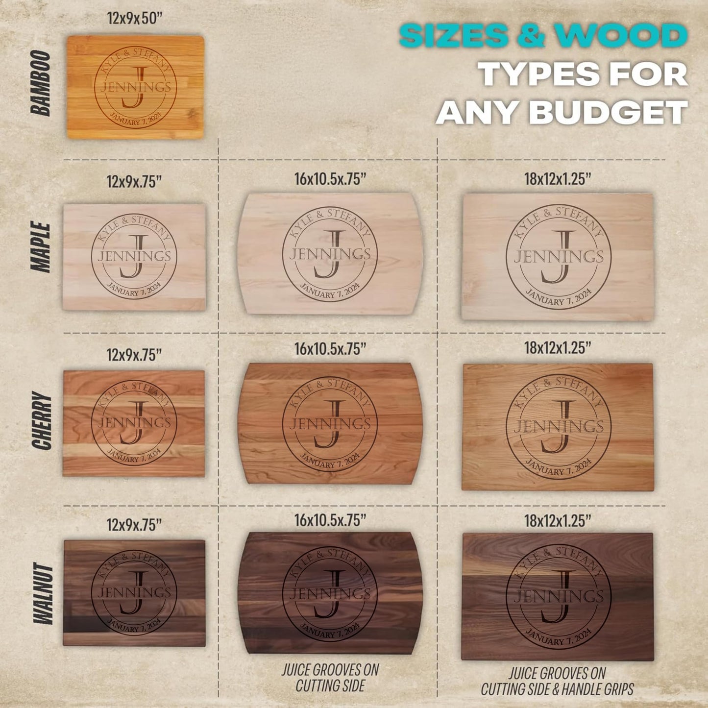 Blue Ridge Mountain Gifts Personalized Wood Cutting Board Laser Engraved Anniversary or Wedding Gift Custom Charcuterie Board Personalized Father's Day Gift