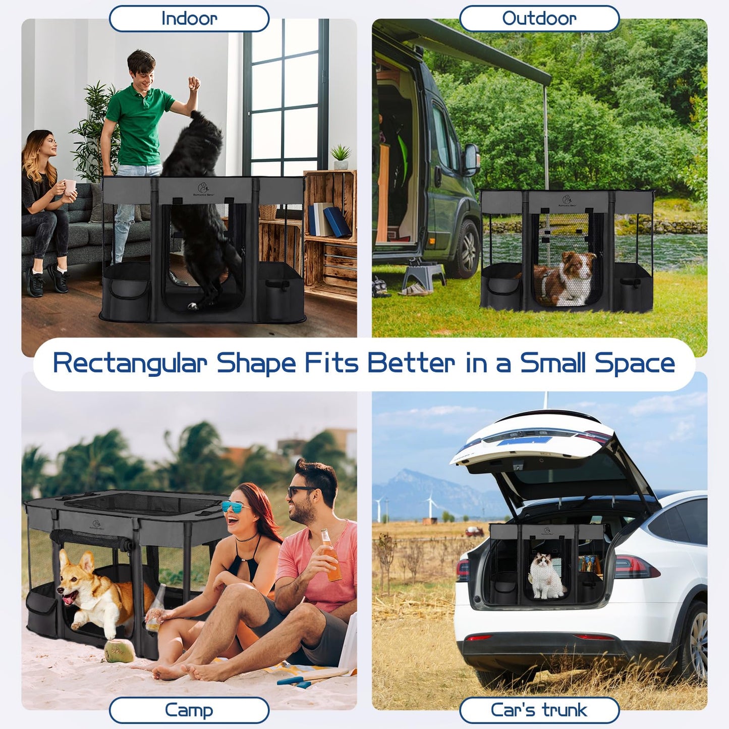 Dog Playpen,Pet Playpen,Foldable Dog Cat Playpens,Portable Exercise Kennel Tent Crate,Water-Resistant Breathable Shade Cover, Indoor Outdoor Travel Camping Use for Small Animals with Carrying Case(M)