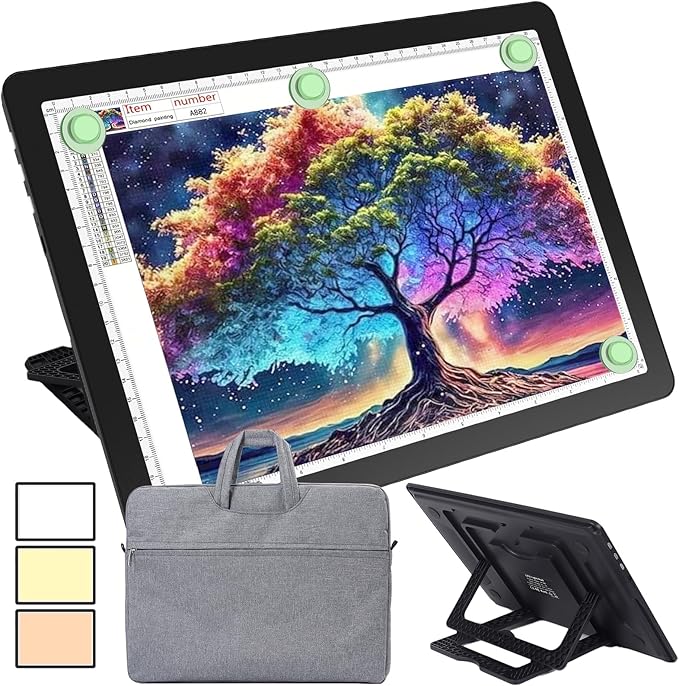 Phylosal Rechargeable A4 Light Pad with Built-in Stand & Bag, Magnetic Tracing Light Box for Drawing, Diamond Art Light Bo...