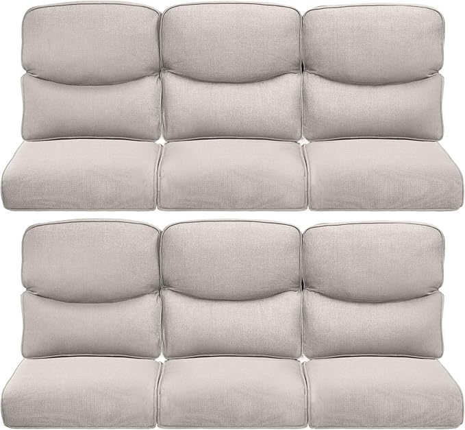 ACTREST Pop 22x25/22x24 Outdoor Furniture Cushions Set of 6 - Comfortable Patio Chair Cushion for Rattan Wicker Dining Rocking Swivel Chairs Loveseat Couch L-Shape Sectional Sofa - Beige/Smile