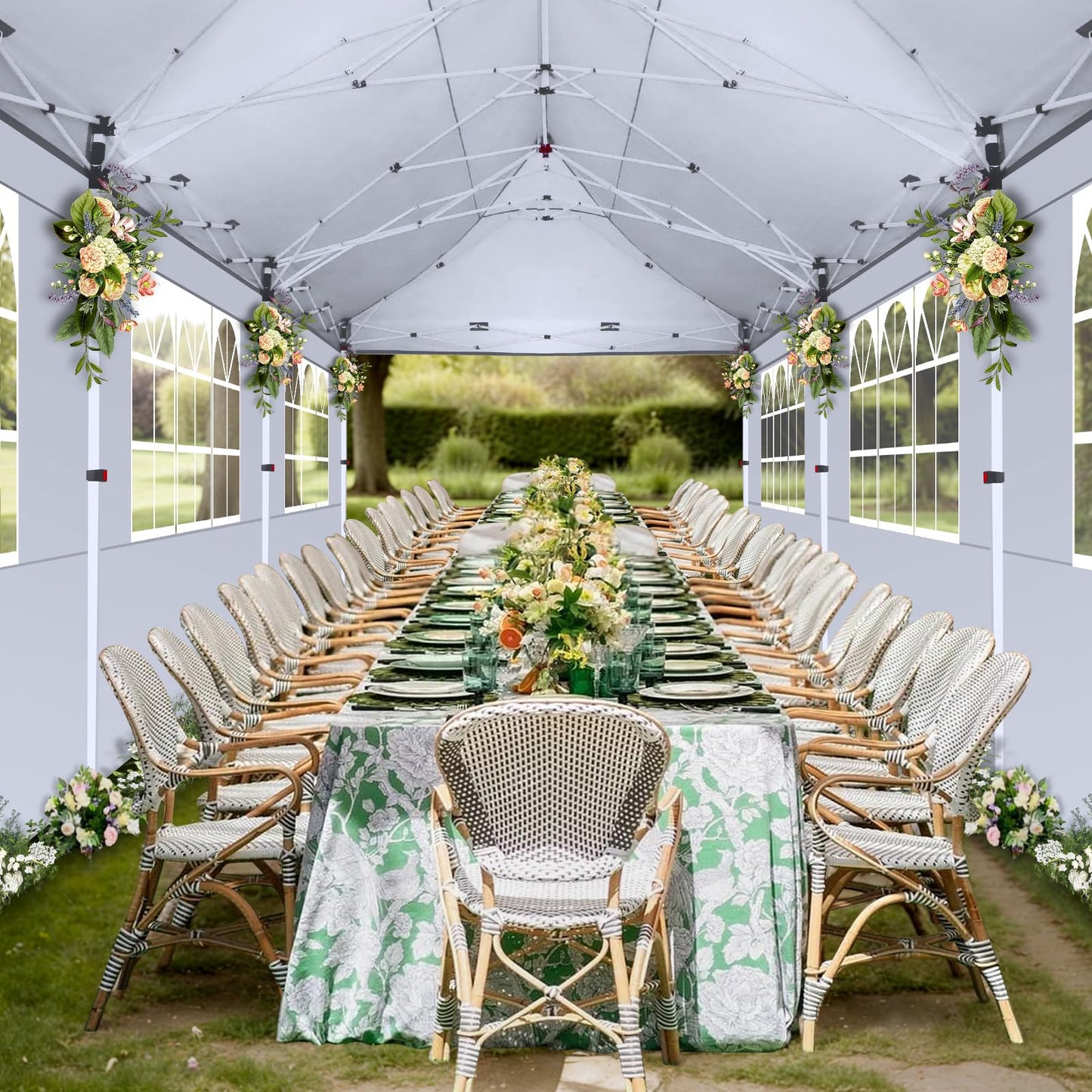 COBIZI Canopy 10x20 Pop Up Canopy Tent with 6 Sidewalls, Waterproof Commercial Canopy Ez Outdoor Instant Gazebo UV Protection 50+ Event Shelter, Garden Tents for Parties with Sandbags, White