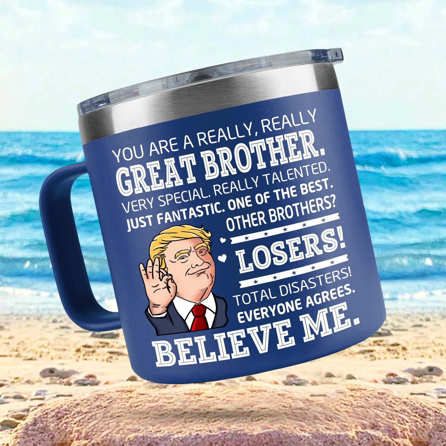 BECHUSKY Gifts For Brother - Great Brothers Mug - Gift Ideas for a Brother - Mugs For Adult Bro, From Sister - Christmas, Fathers Day, Birthday For Brothers - Funny Big Bro Present Tumbler 14 OZ