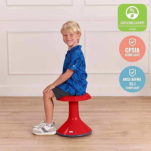 ECR4Kids ACE Active Core Engagement Wobble Stool, 15-Inch Seat Height, Flexible Seating, Red