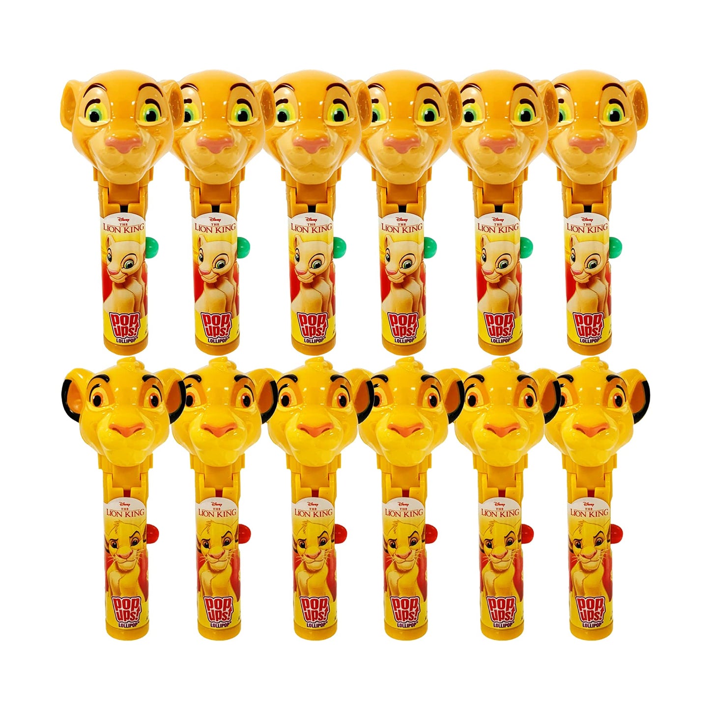 Pop Ups! Lion King Lollipop Holder | Collectable Lion King Toy Lollipop Case |Lion King Party Favors for Halloween, Goodie Bags, Piñata Candy, Game Prizes | Bulk Set of 12 | Lollipops Included