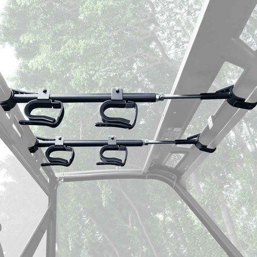 StarknightMT UTV Gun Rack - UTV Overhead Gun Holder Roof Gun/Bow Rack with Soft Padding, Adjustable Fits 21"-27" Spacing Compatible with Polaris Ranger Kawasaki Mule Uforce