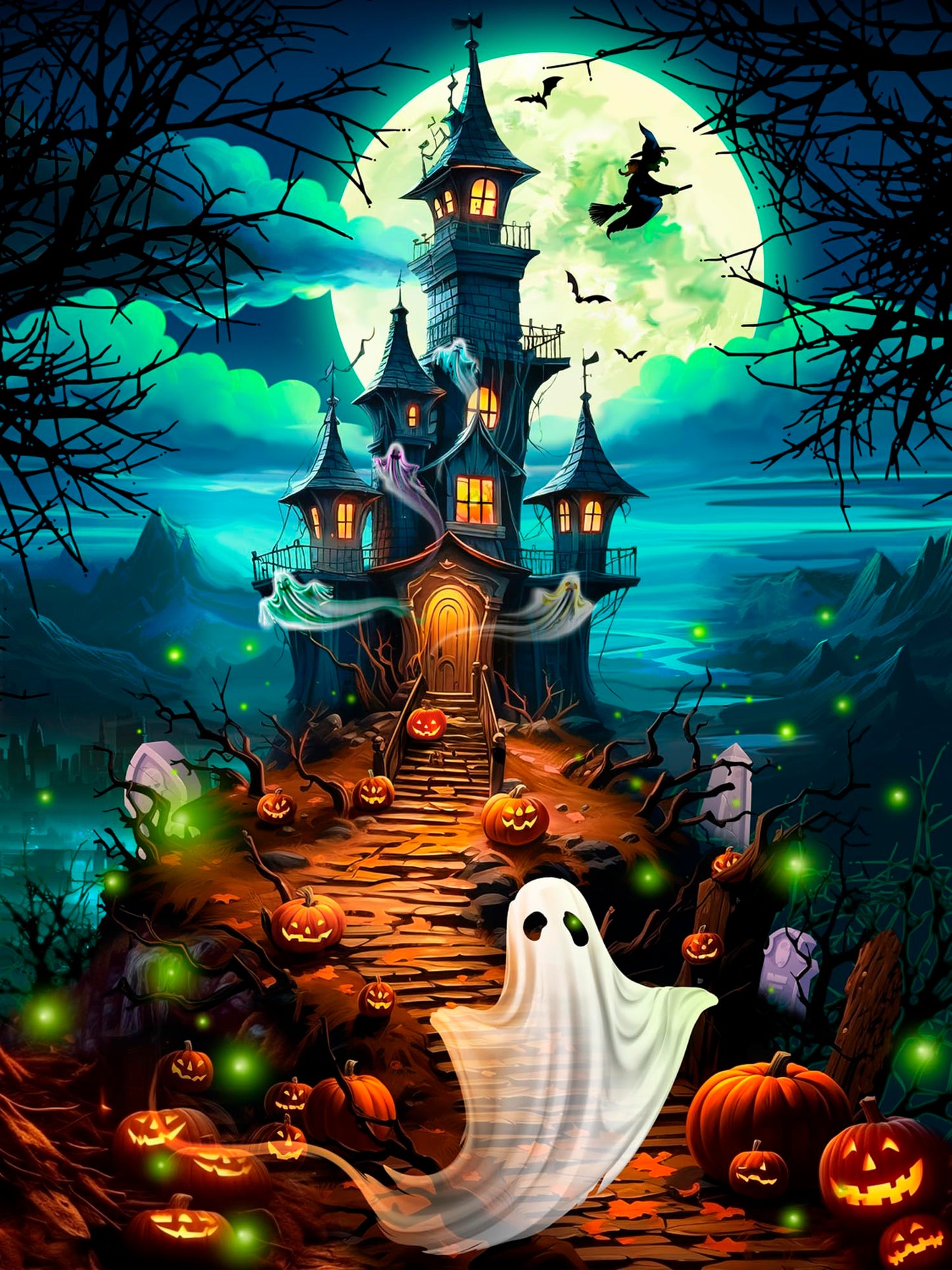 Haunted Hilltop Halloween Jigsaw Puzzle 550 Piece by Vermont Christmas Company - 24" x 18" - Large, Randomly Shaped Pieces