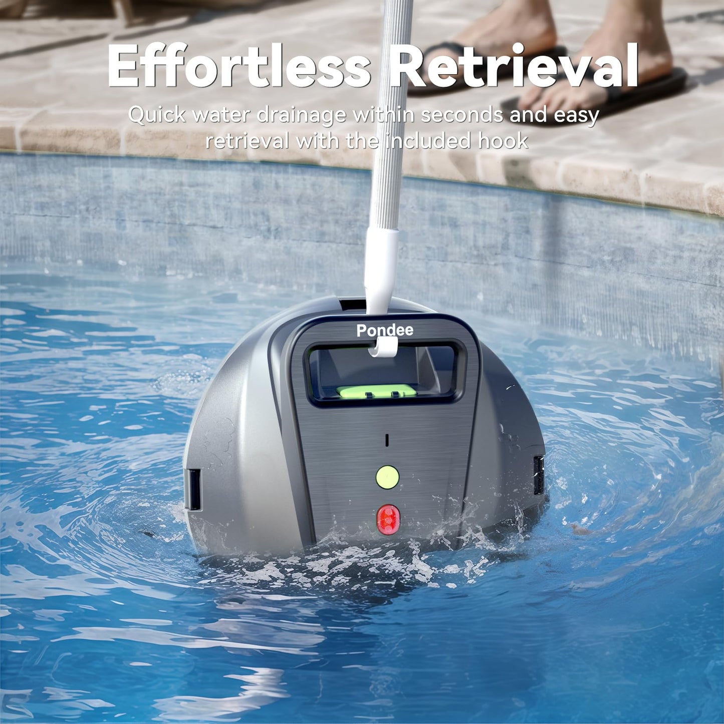 Pondee X1 Robotic Pool Vacuum, Cordless Pool Cleaner with 120-Min Runtime, Auto-Parking, 2.5h Fast Charging, for Above-Ground & Flat-Bottom Inground Pools up to 850 sq.ft