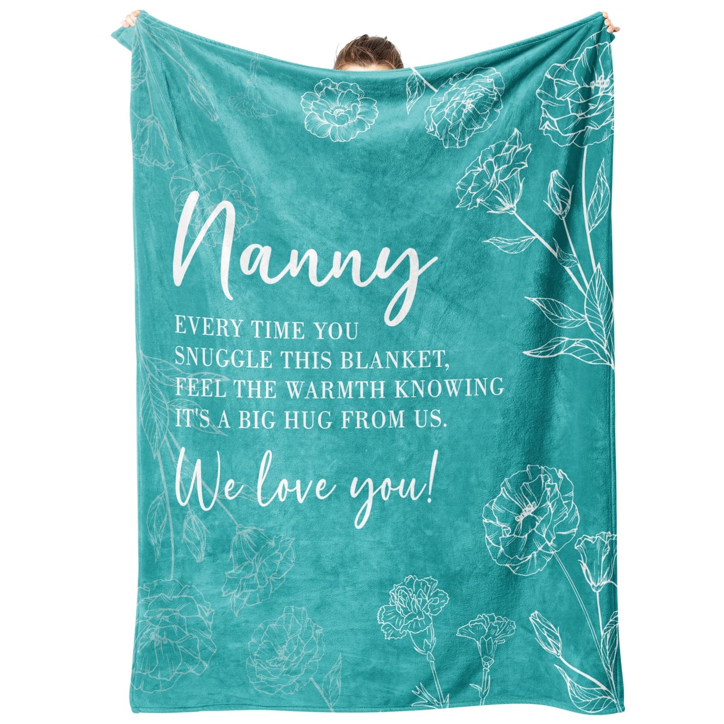 Nanny Gifts for Grandma, Gifts for Nanny Blanket, Nanny Birthday Gift from Grandkids, to My Nanny Nana Grandma Blanket 50" x 60", Teal