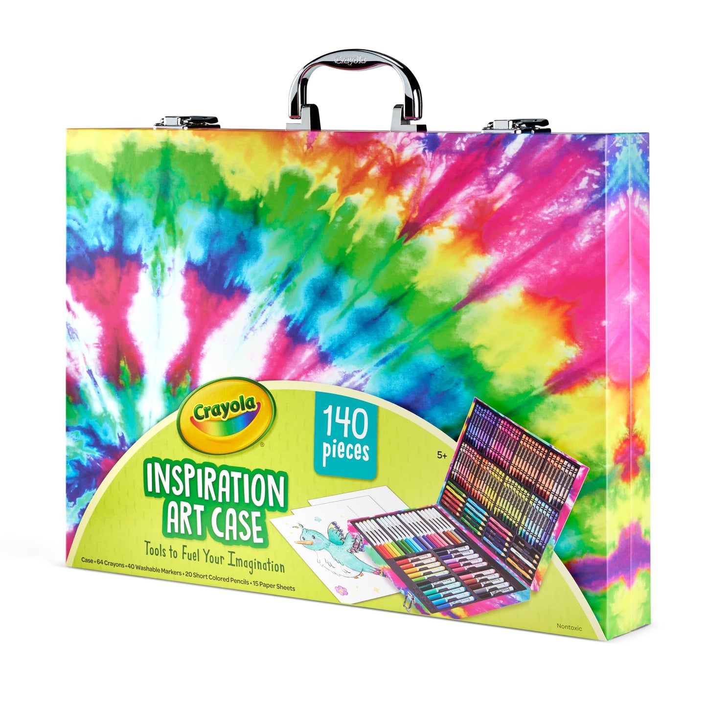 Crayola Inspiration Art Case Coloring Set - Tie-Dye (140ct), Art Supplies Set for Kids, Drawing Kit, Travel Gift for Girls & Boys, Ages 5+ [Amazon Exclusive]