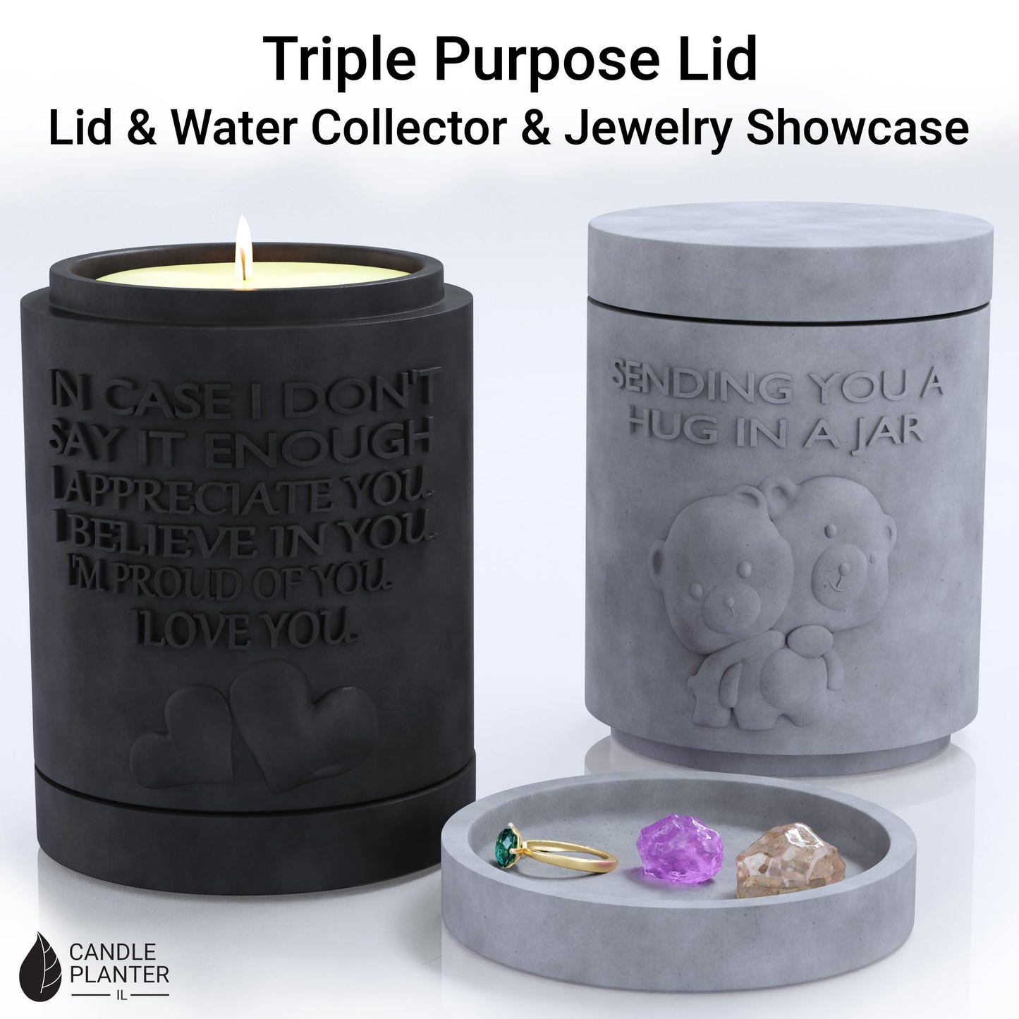Candle Planter Triple Purpose Romantic, Aromatherapy Candles - Natural Soy Wax, Long-Lasting 50-Hour Burn, Sandalwood Scents - Gifts for Him, Her, Couple, Husband and Wife Birthday Gift Ideas