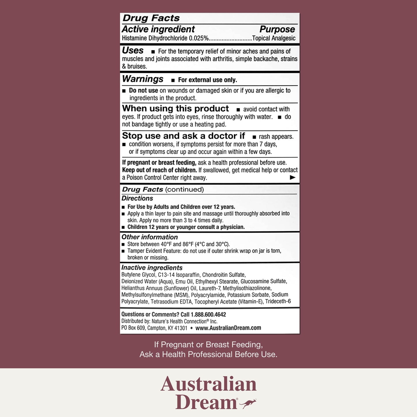 Australian Dream Arthritis Pain Relief Cream - Soothing & Non-Greasy - Powerful Topical Arthritis Pain Relief - Good for Muscle Aches or Joints - 4 oz Jar