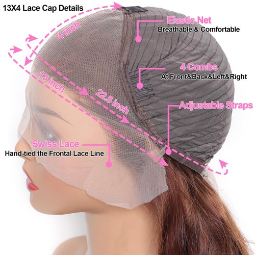 200% Density Chocolate Brown Lace Front Wigs Human Hair for Women 13x4 HD Lace Frontal Body Wave Lace Frontal Wigs Human Hair Pre Plucked with Baby Hair 28 Inch so Thick #4 colored