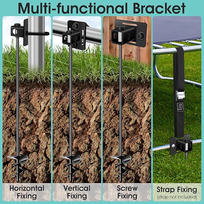 Payivsve Ground Anchors Screw in, Multi-Purpose Trampoline Stakes Heavy Duty, 3" Wider Spiral Mobile Home Anchors Hurricane Earth Anchor for Trampoline, Storage Shed, Swing Sets, Carports