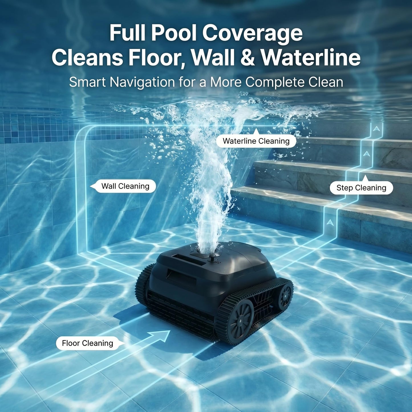 Robotic Pool Vacuum Cordless SP5-180 Min Runtime, 2.5H Fast Charge, 5550 GPH Suction, Wall & Waterline Scrubbing, Smart Navigation for Large Inground Pools Up to 3,229 Sq.Ft, 2026 Upgraded