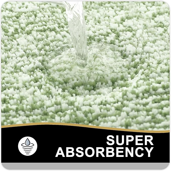 OLANLY Bathroom Rugs 24x16, Extra Soft and Absorbent Microfiber Bath Mat, Non-Slip, Machine Washable, Quick Dry Shaggy Bath Carpet, Suitable for Bathroom Floor, Tub, Shower (Small, (Sage Green)