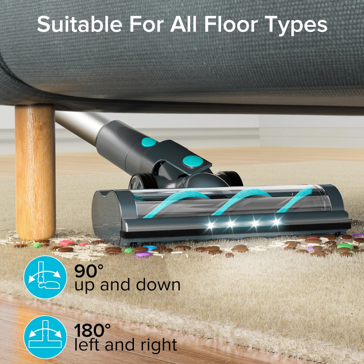 Belife BVC11 Cordless Vacuum Cleaner, 450W 38Kpa Stick Vacuum with 50 mins runtime, 13000RPM Burshless Motor, Powerful Vacuum Cleaners for Home Hardwood Floor pet Hair Carpet