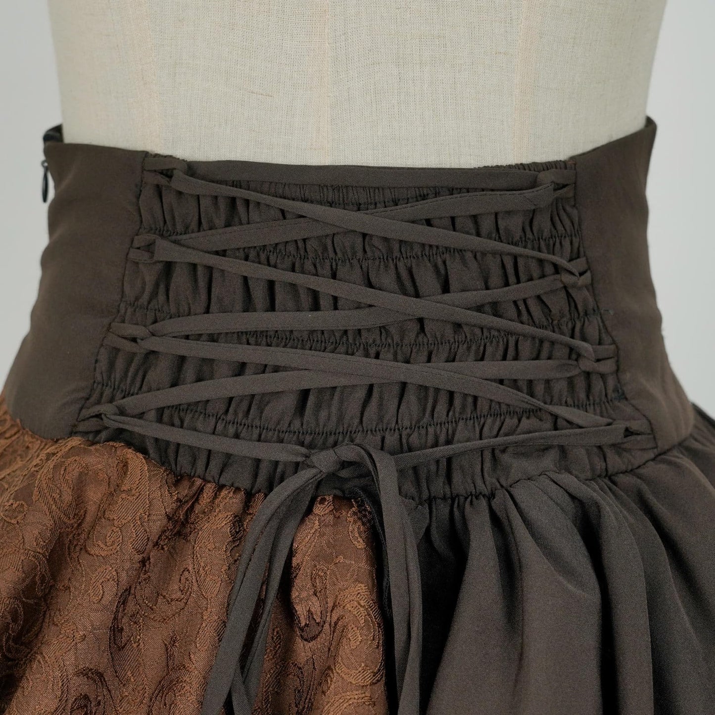 IWQBQ Women's Steampunk Gothic Skirt Pirate High Waisted Layered Ruffle Skirt(Z2886BN,S)