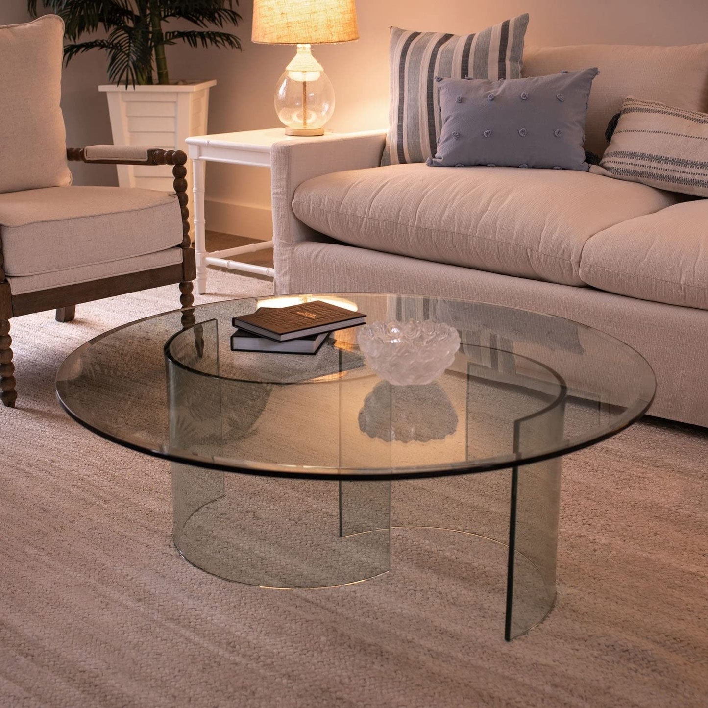 Spancraft 44" Inch Round 1/2" Thick Clear Glass Table Top with Beveled Edge and Tempered Glass, Replacement Glass Table Top, Great for Dining Tables, end Tables, and Outdoor Patio Table Tops or Table