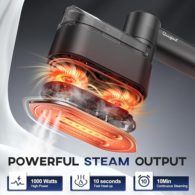 Travel Steamer - Portable Steamer for Clothes, 8FT Power Cord, Handheld Small Size Steam Iron Collapsible Design, Travel College Dorm Home Essentials (Grey)