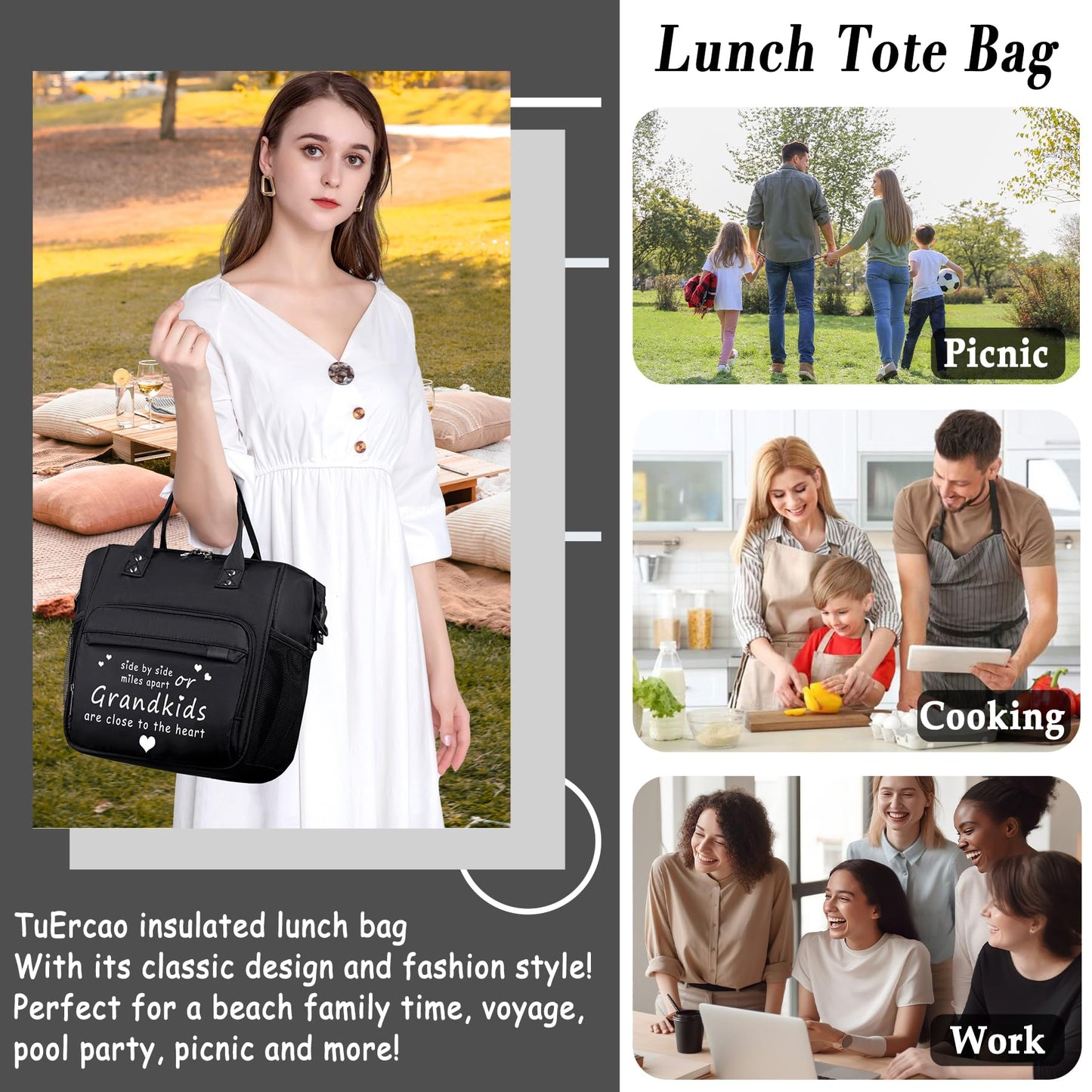 Lunch Box for Grandma Great Grandma Gifts Women Lunch Bag for Grandmother from Granddaughter, Grandson, Grandkids Christmas gifts for Nana GiGi New Grandmas Grandparents, Best Birthday Presents