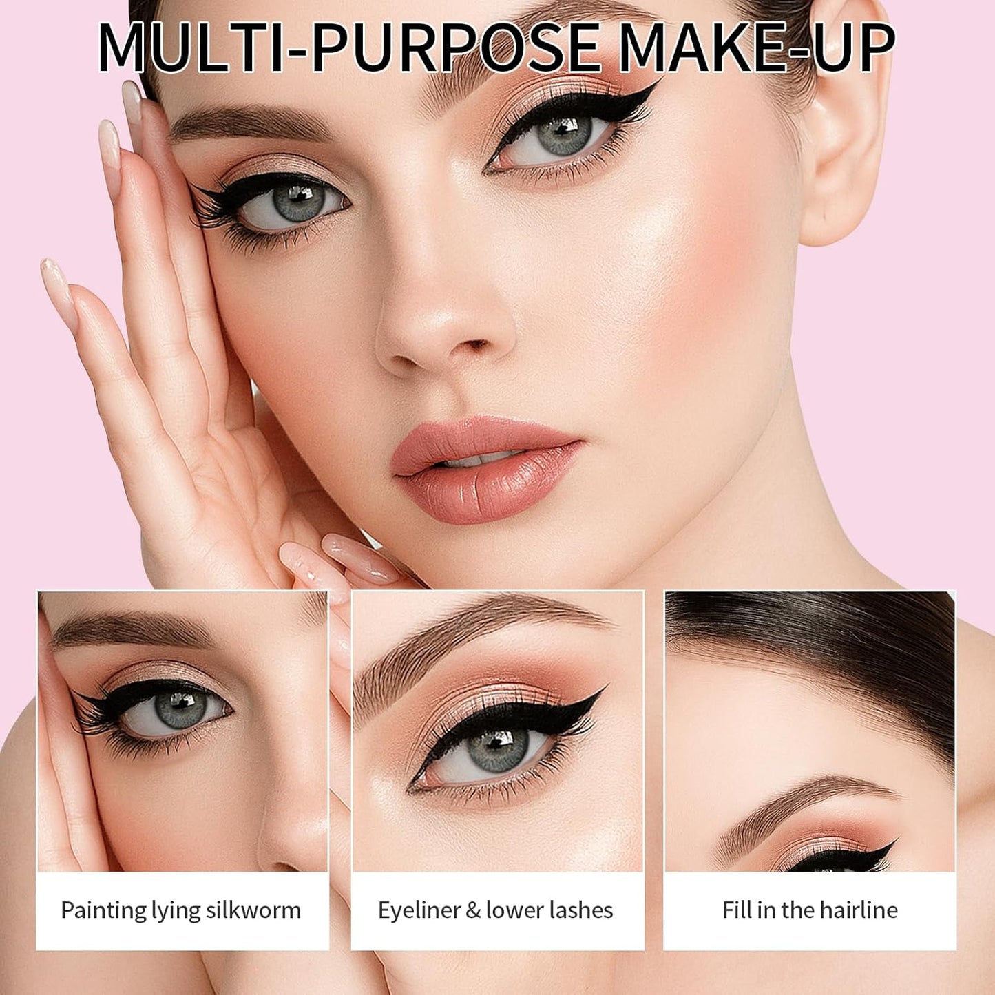 Microblading Eyebrow Pencils for Women - Eyebrow Pen 2-in-1 Dual-Ended Eye Brow Pencil with Precise 2-Fork-Tip & Brush-Tip Waterproof Eyebrow Pen for Hair-Like Brows, Last All Day, Black Brown