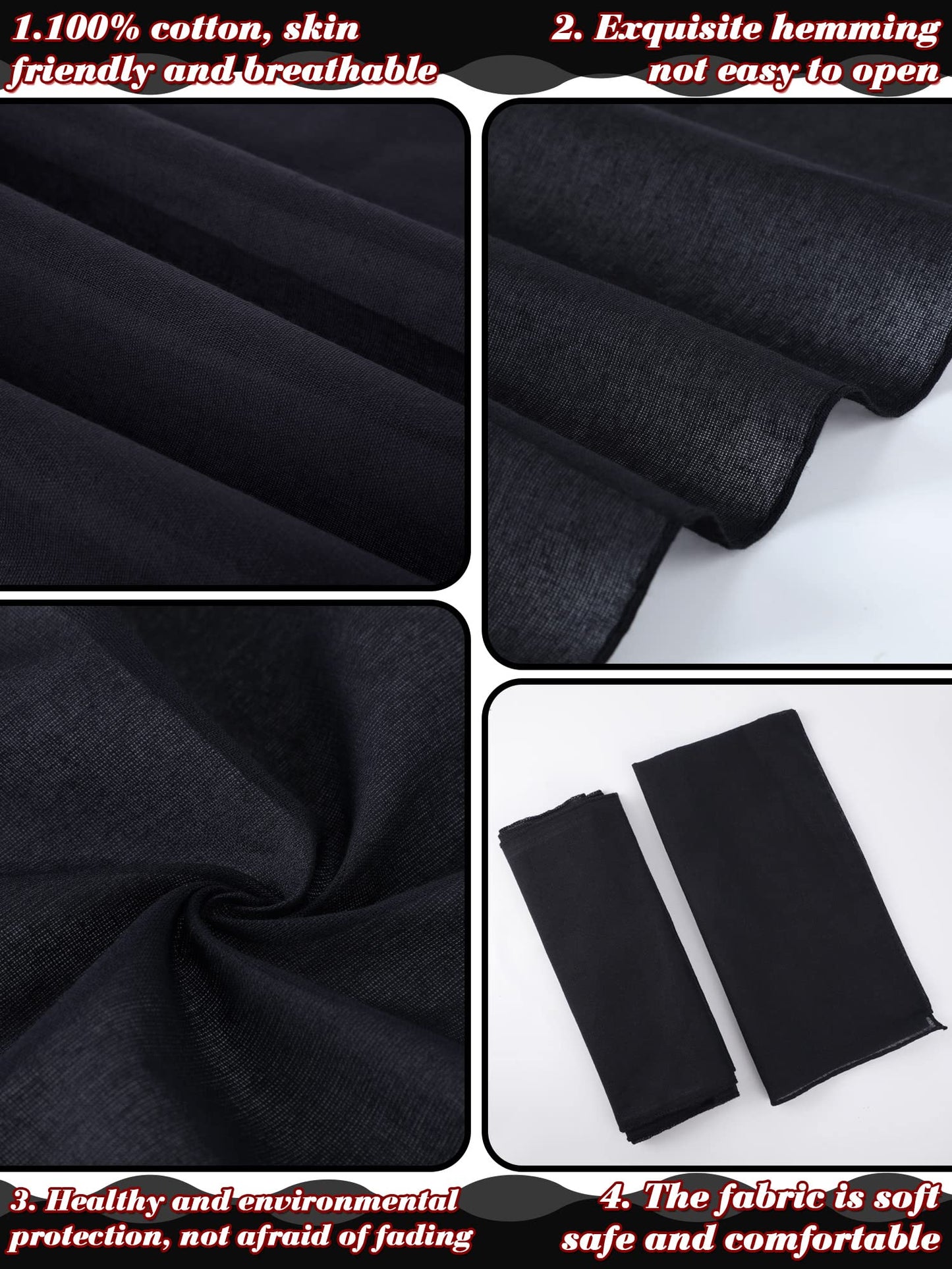 Bencailor 2 Pieces Pirate Costume Women Pirate Hat Head Scarf Sash Belt Women Costume Accessories for Cosplay Party(Medium,Black)