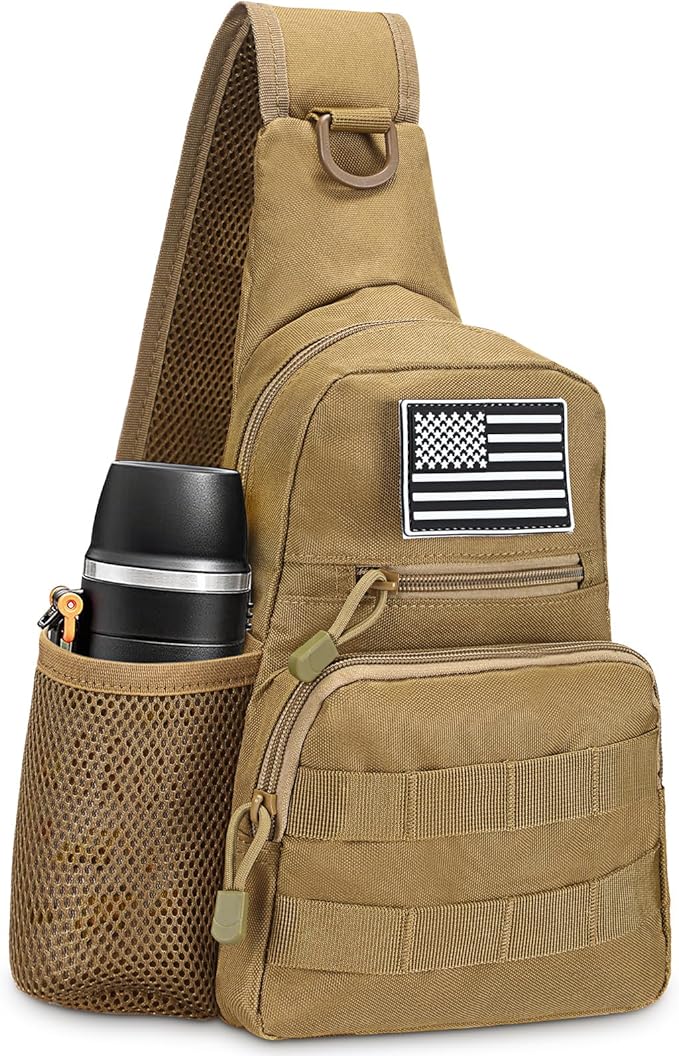 UTOKIER Tactical Sling Bag, Compact Military MOLLE EDC Shoulder Backpack, Crossbody Chest Daypack with Water Bottle Holder...
