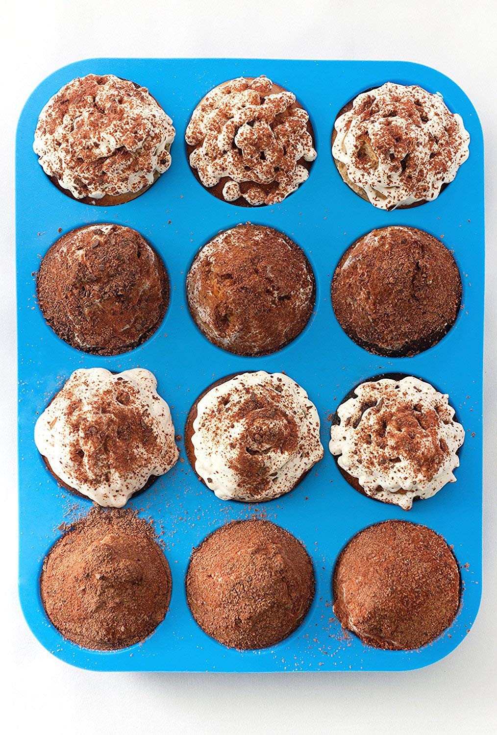 JEWOSTER 12 Cups Silicone Muffin Pan 2 Pack - Cupcake Pan Nonstick Silicone Molds Great for Making Muffin Cakes,Bread, Tart - BPA Free Baking Accessory